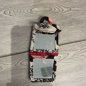 Vera Bradley Mocha Rouge Pattern Hand Mirror